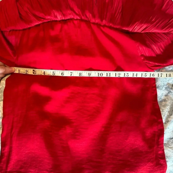 MAJE Locao Off the Shoulder Ruffle Top Size 1 Small Red Boho Satin Festival READ - Picture 14 of 15
